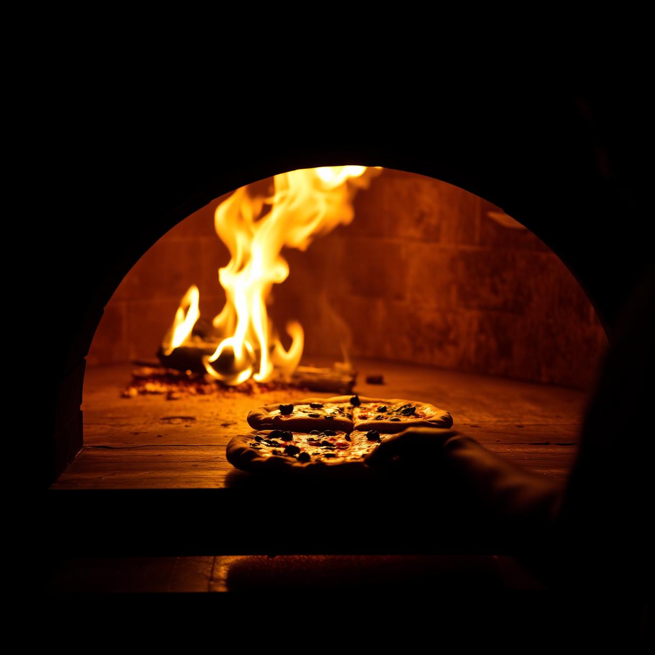 Pizza going into the Luna Pizzeria oven